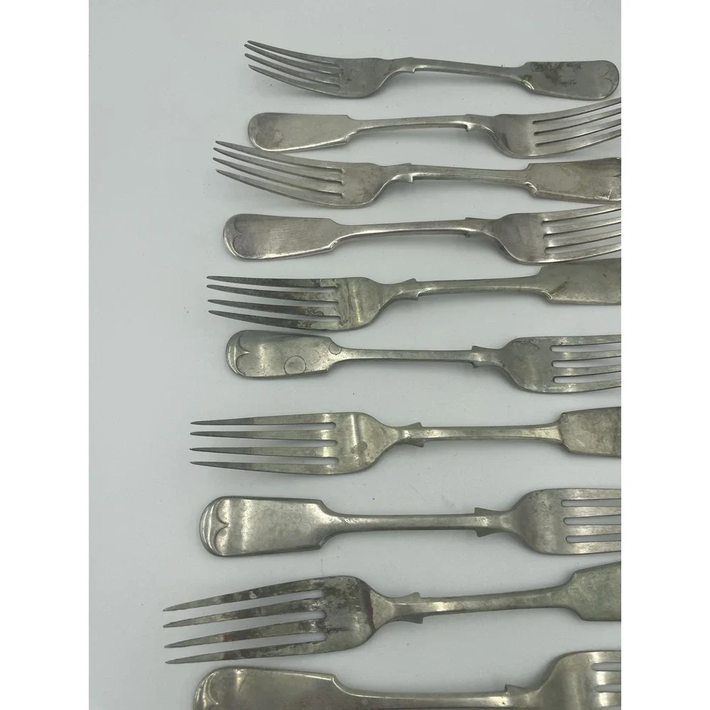 Vtg Silvera Nevada Silver Fiddle Tipped Pattern Lot of‎ 13  Silverplate Forks